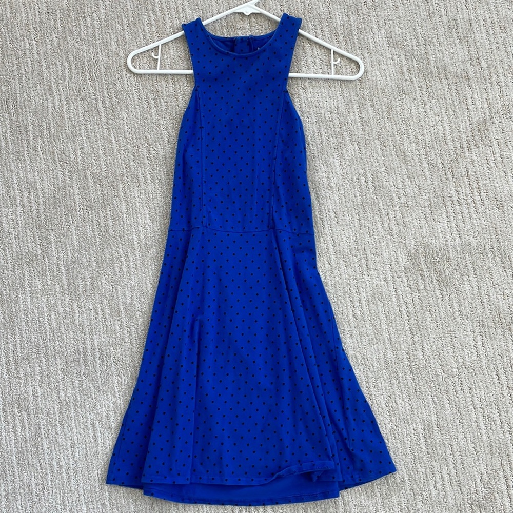 American Eagle mini dress - blue w/black polka dots, size XS